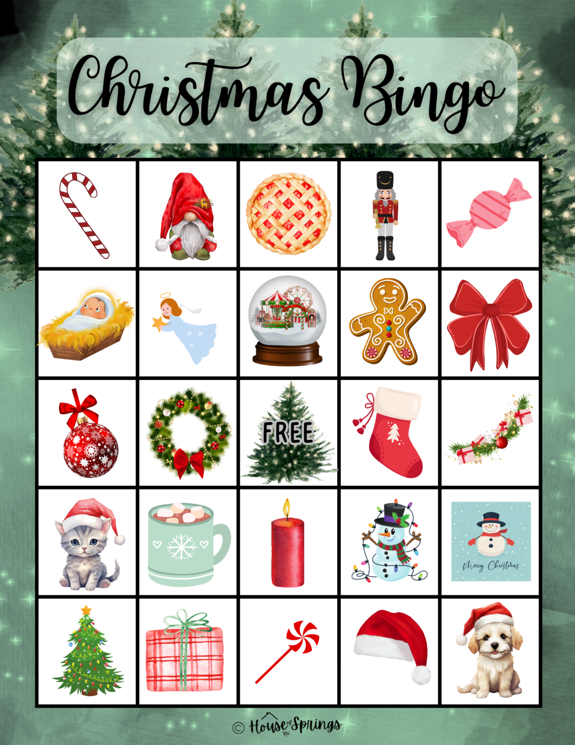 Free Christmas Bingo Game For Families - House Of Springs
